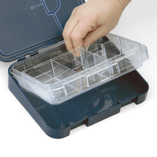 Navy Blue Bento Box showing the removable compartments