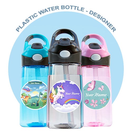Personalised plastic Drink bottles in various designer themes 