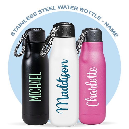 Personalised Stainless steel water bottle by Cashs