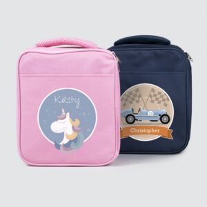 Personalised lunch bags with various designs, patterns & themes by Cashs