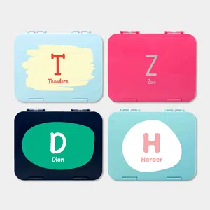 bento lunch box kids initial with 6 compartments packed for school