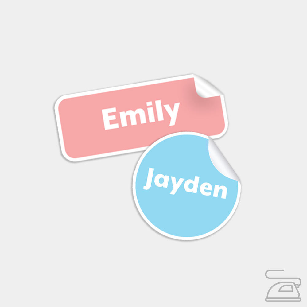 Heat transfer clothing labels coloured