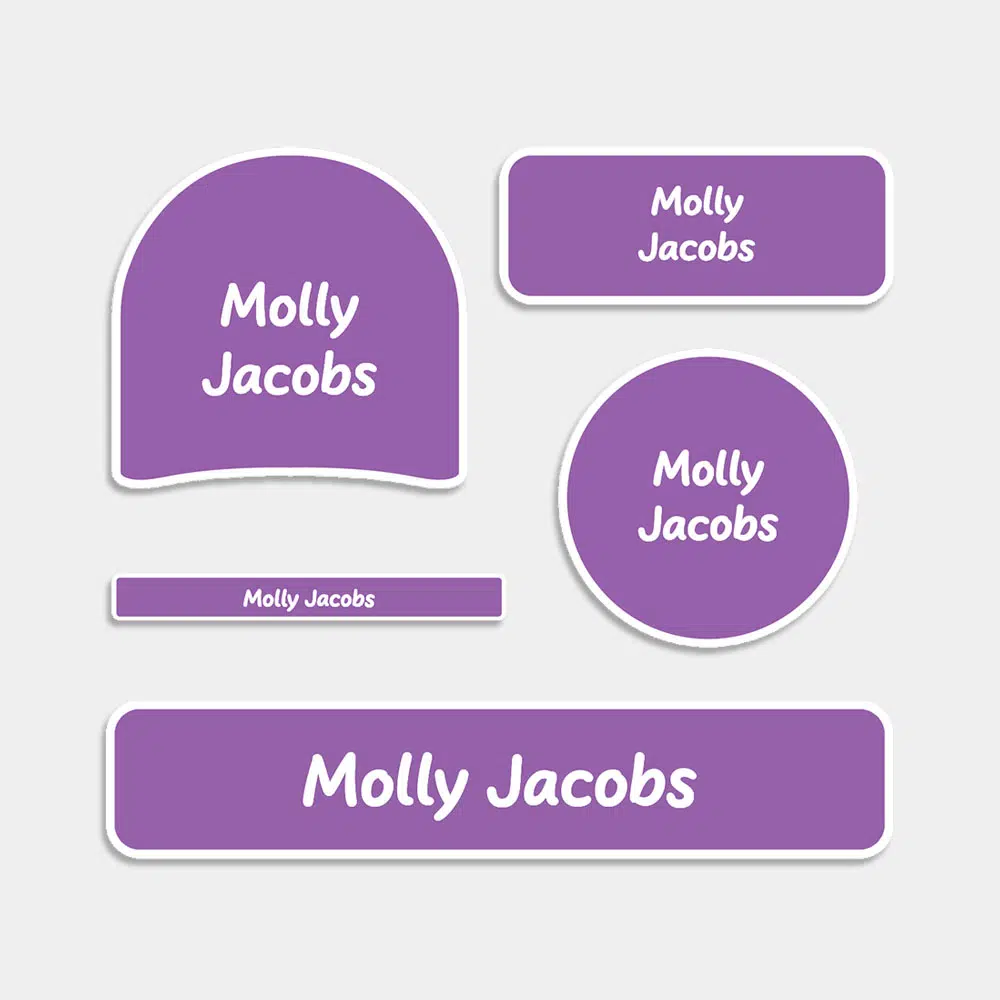 name labels variety pack coloured