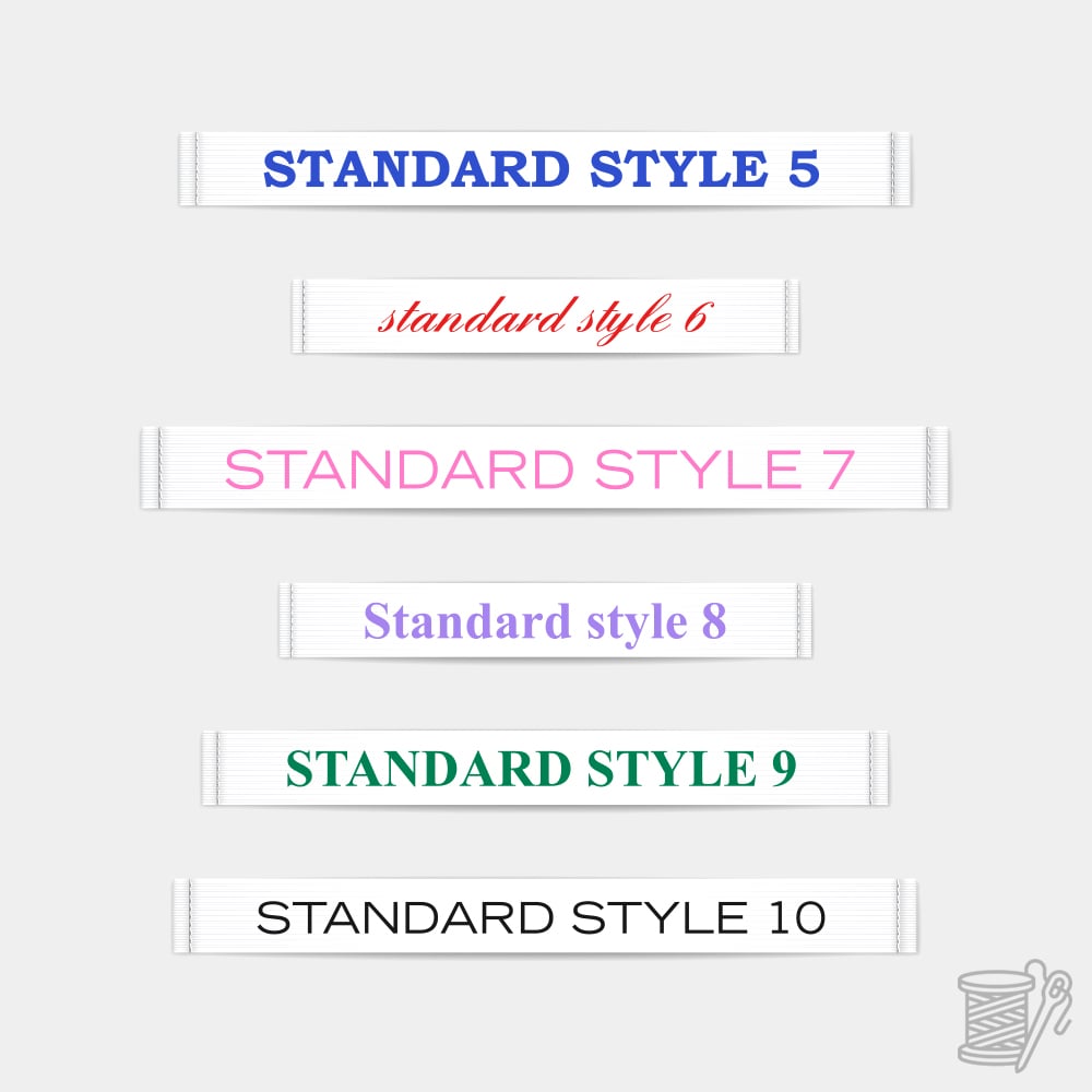 Clothing labels standard sew in