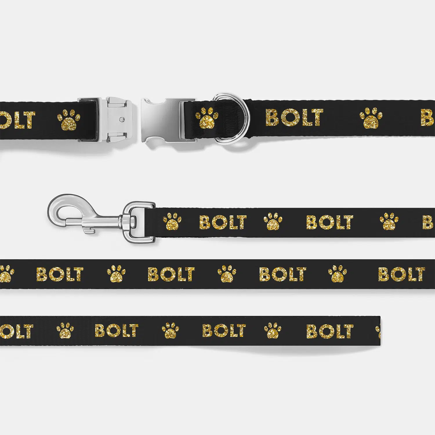 personalised dog collar and lead set embroidered with dog’s name