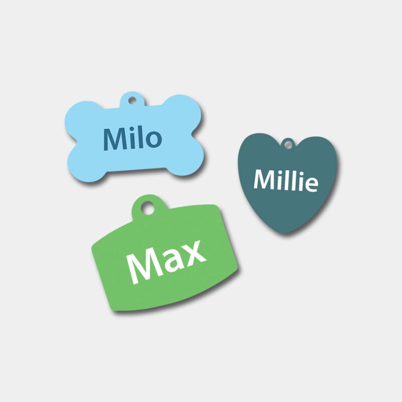 colourful personalised dog tags australia $9.95
